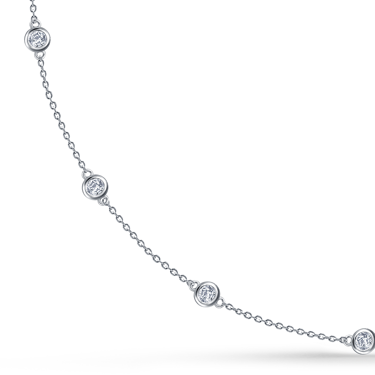 Bezel Set Diamond Station Necklace in Sterling Silver (1/2 cttw.) view 3