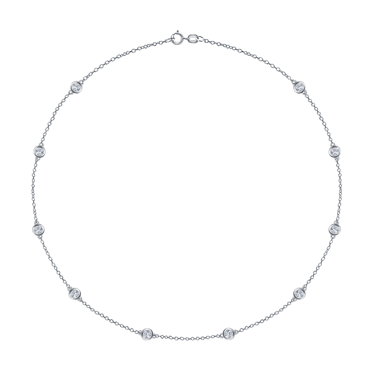 Bezel Set Diamond Station Necklace in Sterling Silver (1/2 cttw.) view 2