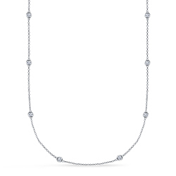 Bezel Set Diamond Long Station Necklace in 14K White Gold (1.00 cttw.)