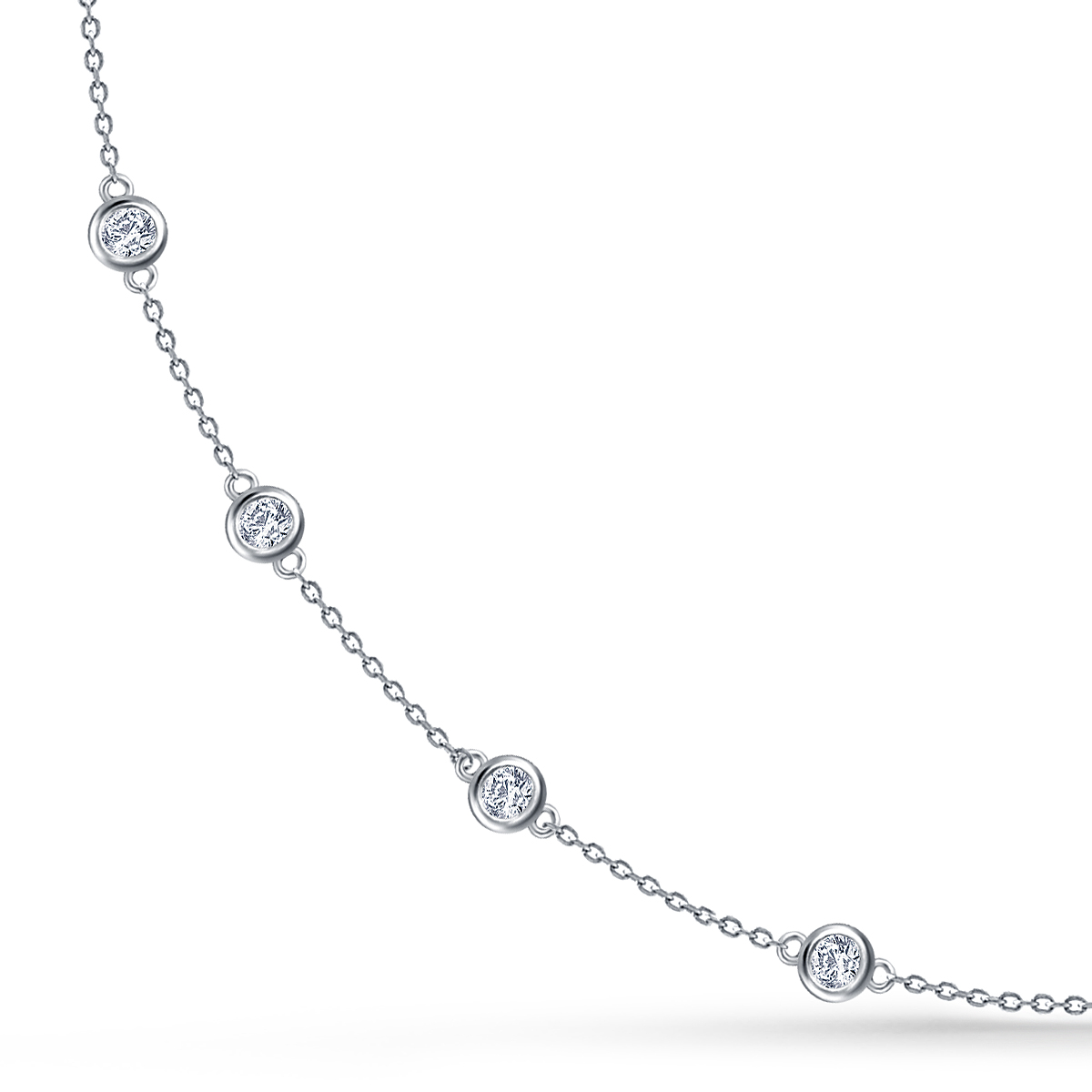 Diamond Station Necklace in Sterling Silver (1.00 cttw.) view 3