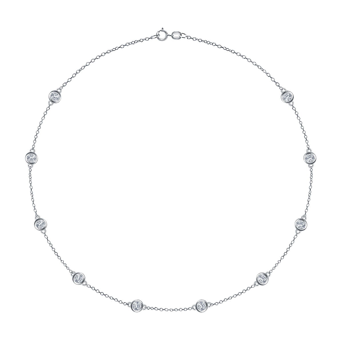 Diamond Station Necklace in Sterling Silver (1.00 cttw.) view 2