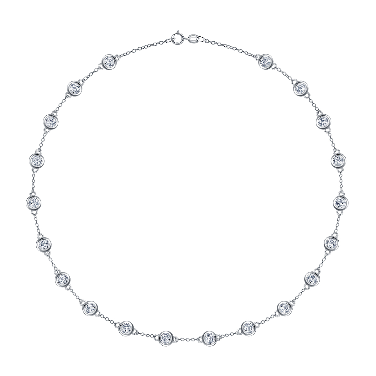 Diamond Station Necklace in 18K White Gold (3.00 cttw.) view 2