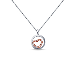 Encircled Heart Diamond Pendant in 14K Two Tone Gold (1/10 cttw.)