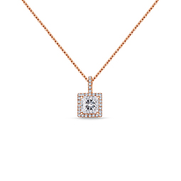 Halo Princess Cut Pendant with Micro Pave Diamonds in 14K Rose Gold (1.00 cttw.)