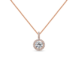 Halo Round Diamond Pendant with Micro Pave in 14K Rose Gold (1.00 cttw.)