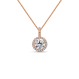 Halo Round Diamond Pendant with Micro Pave in 14K Rose Gold (1/4 cttw.)