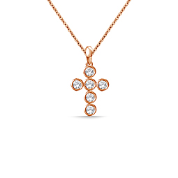 Bezel Set Diamond Cross Pendant in 14K Rose Gold (1/2 cttw.)