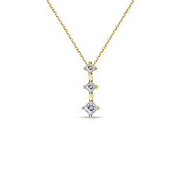 14K Yellow Gold Diamond Pendant With Princess Cut Diamonds Arranged In Prong Setting