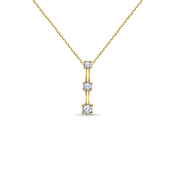 14K Yellow Gold Diamond Pendant WIth Round Diamonds Arranged In A Prong Setting