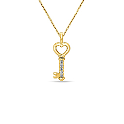 14K Yellow Gold Love Key Diamond Pendant (1/4 cttw.)