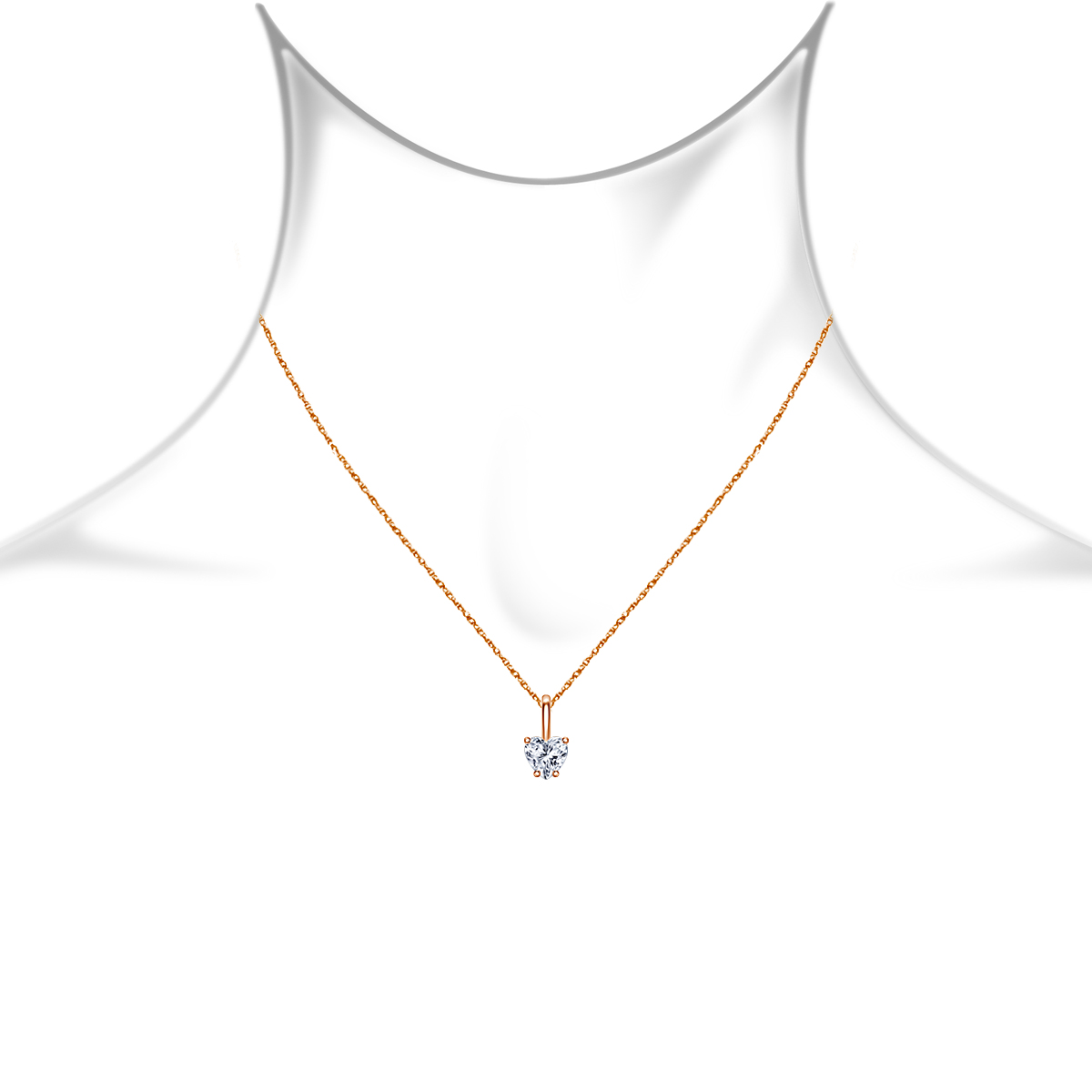 Diamond Heart Pendant Necklace with Prong Set in 14K Rose Gold (1/4 cttw.) view 3