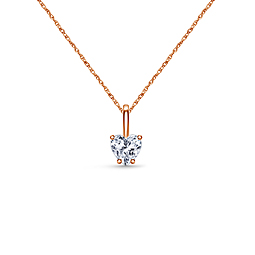 Diamond Heart Pendant Necklace with Prong Set in 14K Rose Gold (1/4 cttw.)