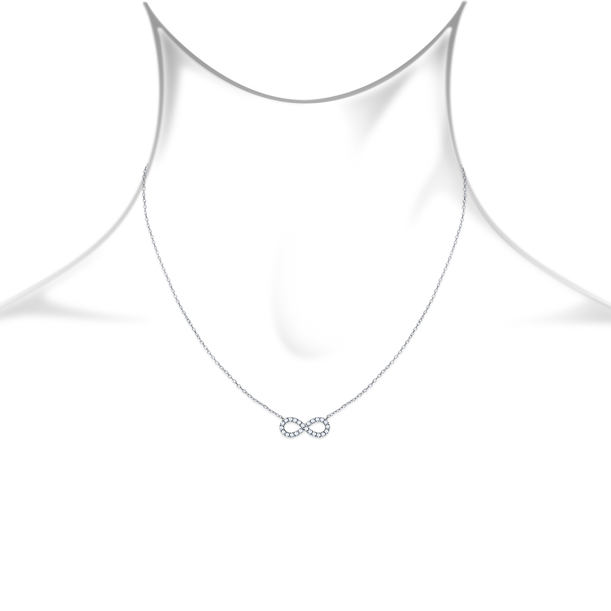 Infinity Diamond Pendant Necklace 14K White Gold view 2