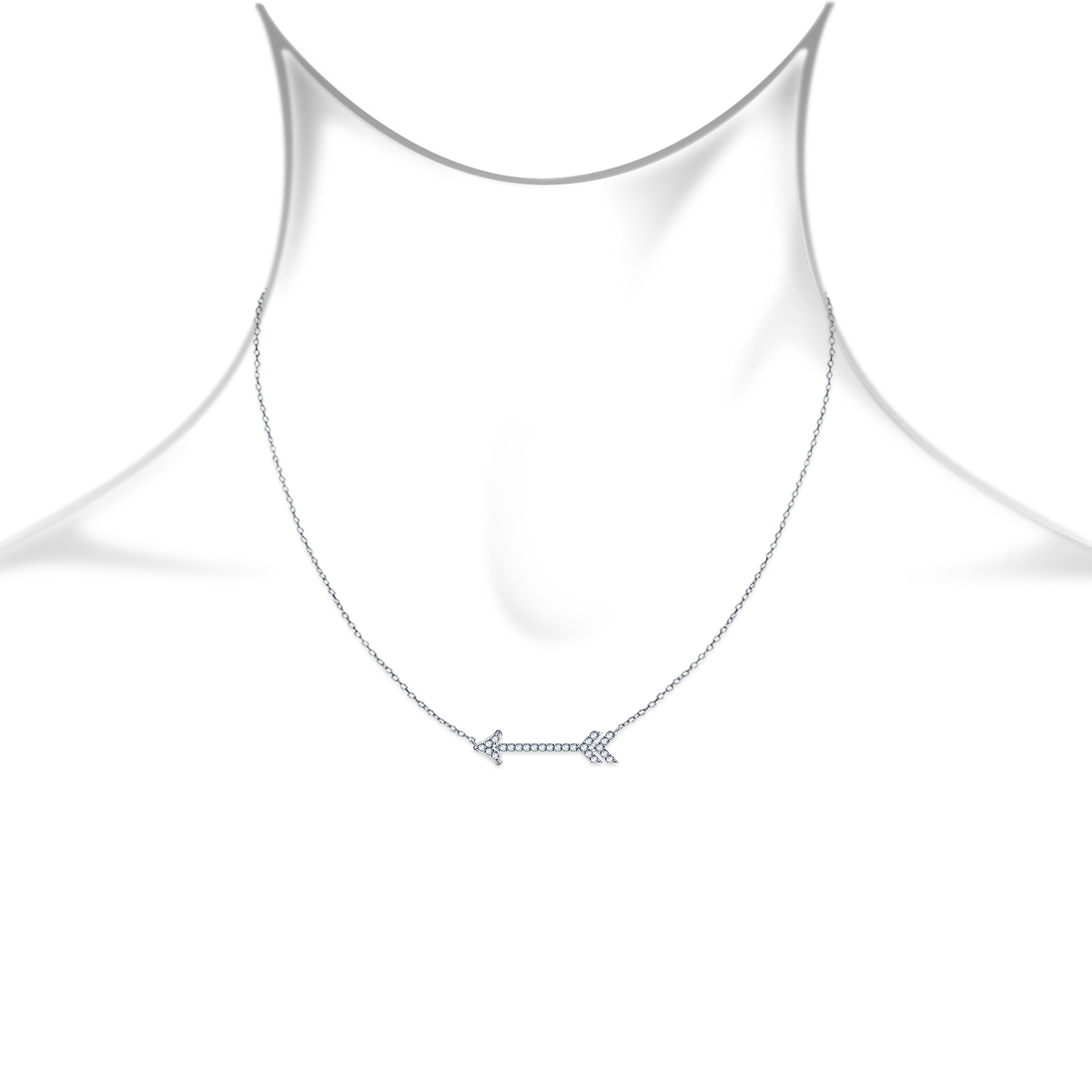 Cupid's Arrow Diamond Pendant Necklace 14K White Gold view 2
