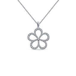 Flower Diamond Pendant in 14K White Gold (3/4 cttw)