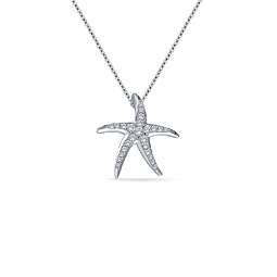 Starfish Diamond Accented Pendant in 14K White Gold (1/2 cttw)