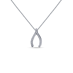 Diamond Wishbone Pendant in 14K White Gold (1/4 cttw)