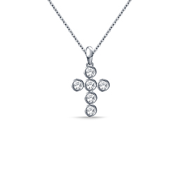 Bezel Set Diamond Cross Pendant in 14K White Gold (1/2 cttw.)