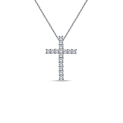 Traditional Diamond Cross Pendant in 14K White Gold (1/2 cttw.)