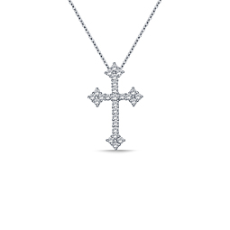 Diamond Accented Cross Pendant in 14K White Gold (1.00 cttw.)