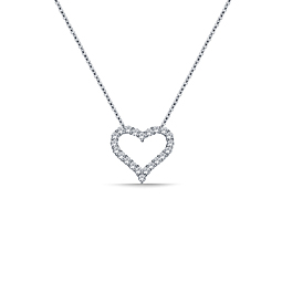 Classic Diamond Heart Pendant in 14K White Gold (1/2 cttw.)