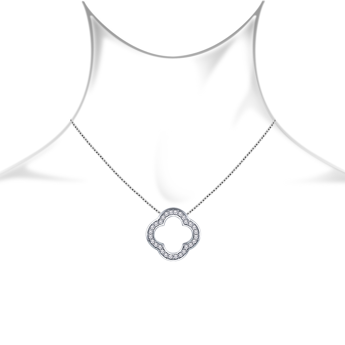 Pave Set Diamond Clover Pendant in 14K White Gold (1/4 cttw) view 3