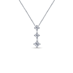 14K White Gold Diamond Pendant With Princess Cut Diamonds Arranged In Prong Setting