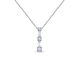 14K White Gold Diamond Pendant WIth Round Diamonds Arranged In A Prong Setting