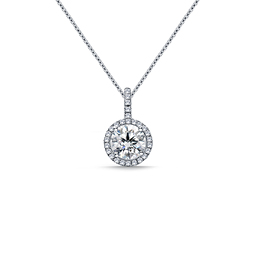 Halo Round Diamond Pendant with Micro Pave in 14K White Gold (1/4 cttw.)