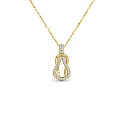 14K Yellow Gold Diamond Love Knot Pendant Necklace (1/3 cttw.)
