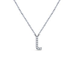 14K White Gold Diamond Initial 'L' Pendant Necklace