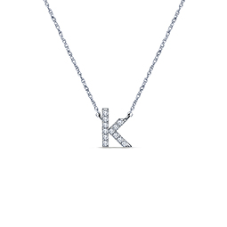14K White Gold Diamond Initial 'K' Pendant Necklace