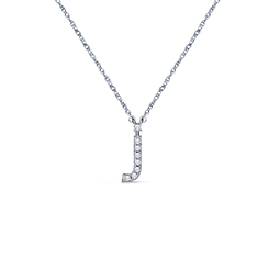 14K White Gold Diamond Initial 'J' Pendant Necklace