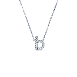 14K White Gold Diamond Initial 'B' Pendant Necklace