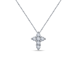 14K White Gold Diamond Cross Symbolic Religious Pendant Necklace (1/3 cttw.)