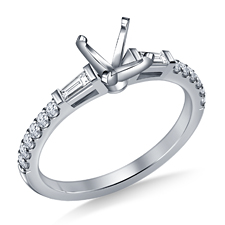 Tapered Baguette Engagement Ring with Accent Diamonds in 14K White Gold (1/3 cttw.)