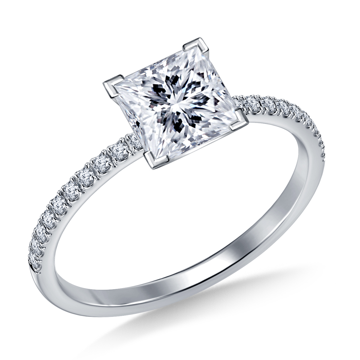 Petite Prong Set Diamond Engagement Ring in 14K White Gold (1/8 cttw.)