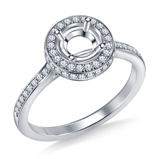 Round Diamond Halo Engagement Ring in 14K White Gold