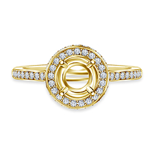 Round Diamond Halo Engagement Ring in 14K Yellow Gold