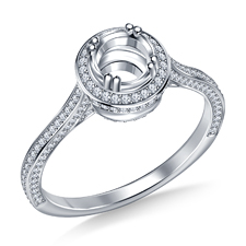 Diamond Halo Cathedral Engagement Ring in 14K White Gold