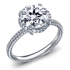 Exquisite Diamond Collar Engagement Ring with Prong Setting in 14K White Gold