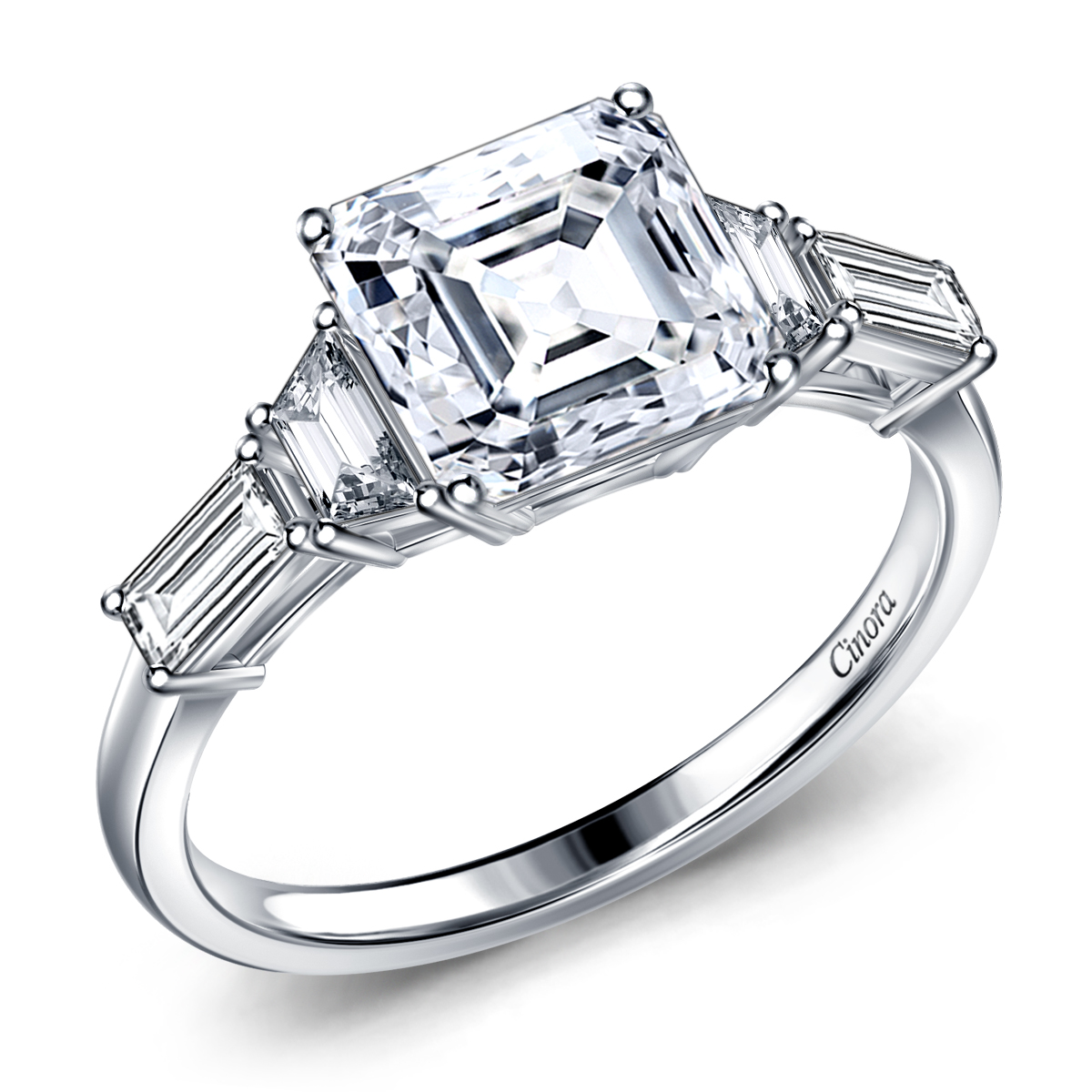 KESSARIS Baguette Asscher Rectangle Diamond Ring MM3882 | Kessaris