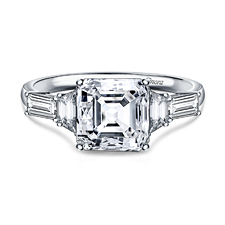 Fancy Diamond Five Stone Asscher, Trapezoid, Baguette Engagement Ring in 14K White Gold