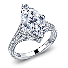 Marquise Diamond Split Shank Engagement Ring with Pave in 14K White Gold view 4