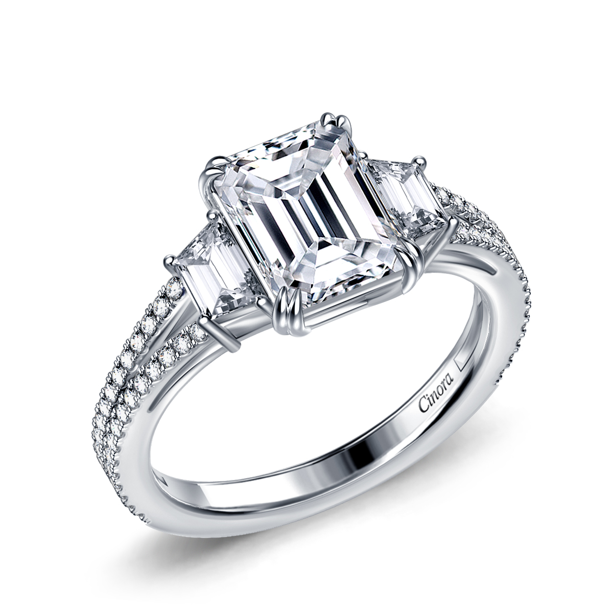 Double Prong Split Shank Cathedral Solitaire Engagement Ring in 14K White  Gold - Richard Cannon Jewelry