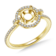 Halo Cathedral Engagement Ring in 14K Yellow Gold