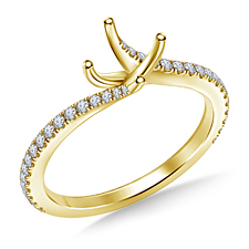 Swirl Style Solitaire Engagement Ring in 14K Yellow Gold