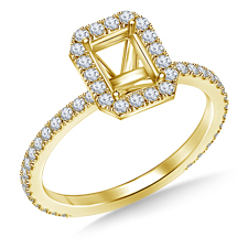 Rectangular Halo Engagement Ring in 14K Yellow Gold