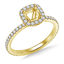 Cushion Halo Engagement Ring in 14K Yellow Gold