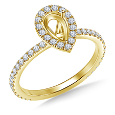 Pear Halo Engagement Ring in 14K Yellow Gold